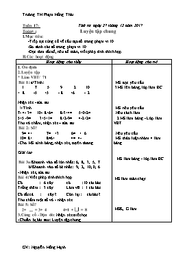 Giáo án tăng cường môn Toán Lớp 1 - Tuần 17 - Năm học 2017-2018 - Nguyễn Hồng Hạnh