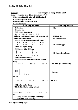 Giáo án tăng cường môn Toán Lớp 1 - Tuần 21 - Năm học 2017-2018 - Nguyễn Hồng Hạnh