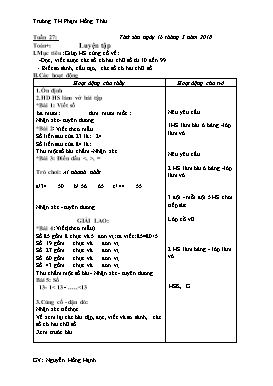 Giáo án tăng cường môn Toán Lớp 1 - Tuần 27 - Năm học 2017-2018 - Nguyễn Hồng Hạnh