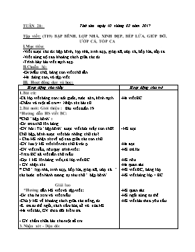 Giáo án Tập viết Lớp 1 - Tuần 21 - Năm học 2017-2018