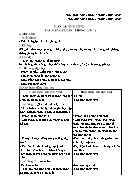 Giáo án Thủ công Lớp 2 - Bài: Gấp, cắt, dán phong (Tiết 1) - Năm học 2019-2020