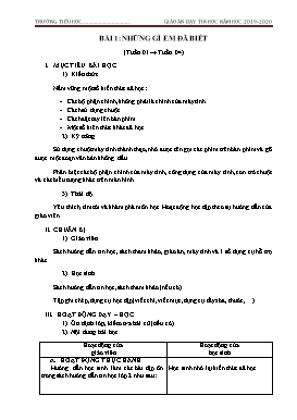 Giáo án Tin học Lớp 2 - Bài 1 đến 4 - Năm học 2019-2020