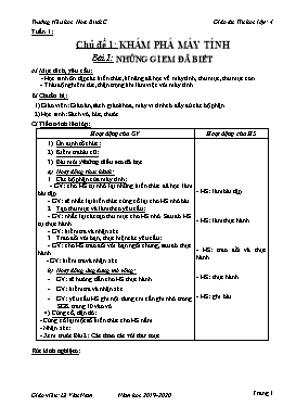 Giáo án Tin học Lớp 4 - Năm học 2019-2020 - Lê Văn Nam