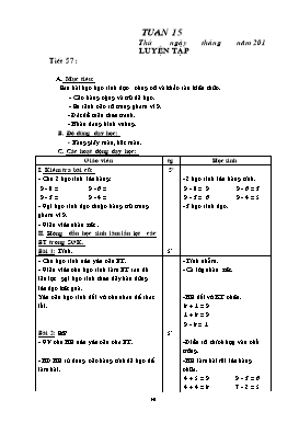 Giáo án Toán Lớp 1 - Tuần 15 (Bản 3 cột)