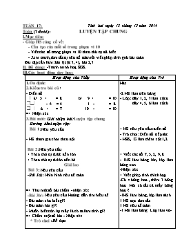 Giáo án Toán Lớp 1 - Tuần 17 - Năm học 2014-2015