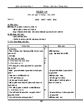 Giáo án Toán Lớp 1 - Tuần 19 - Trường TH Đông Hợp (Bản 3 cột)