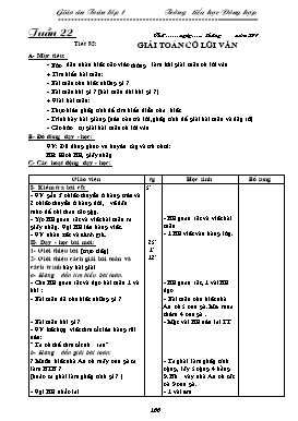 Giáo án Toán Lớp 1 - Tuần 22 - Trường TH Đông Hợp (Bản 3 cột)