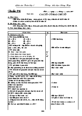 Giáo án Toán Lớp 1 - Tuần 26 - Trường TH Đông Hợp (Bản 3 cột)