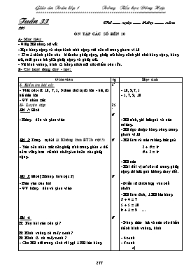 Giáo án Toán Lớp 1 - Tuần 33 - Trường TH Đông Hợp (Bản 3 cột)