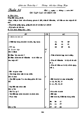 Giáo án Toán Lớp 1 - Tuần 34+35 - Trường TH Đông Hợp (Bản 3 cột)