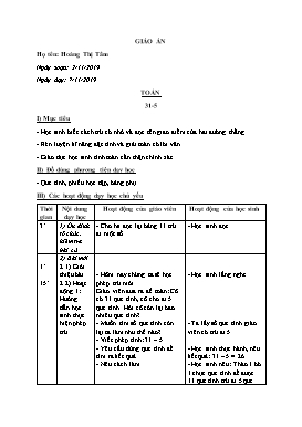 Giáo án Toán Lớp 2 - Bài: 31-5 - Năm học 2019-2020 - Hoàng Thị Tâm