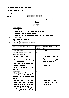 Giáo án Toán Lớp 2 - Tiết 24: Luyện tập - Năm học 2019-2020 - Nguyễn Thị Duyên