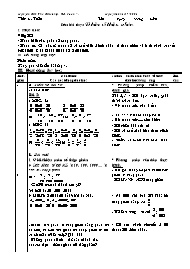 Giáo án Toán Lớp 5 - Tiết 4: Phân số thâp phân - Nguyễn Thị Thu Thương