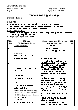 Giáo án Toán Lớp 5 - Tuần 23 đến 27 - Hà Kim Ngân