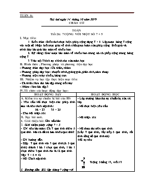 Giáo án Tổng hợp các môn Lớp 2 - Tuần 6 - Năm học 2019-2020 (Bản 2 cột)