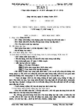 Giáo án Tổng hợp Lớp 1 - Tuần 1 - Năm học 2019-2020 - Trần Huyền Trang