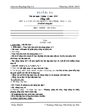 Giáo án Tổng hợp Lớp 1 - Tuần 10 - Năm học 2018-2019 - Trần Thị Út