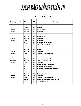 Giáo án Tổng hợp Lớp 1 - Tuần 10 - Năm học 2018-2019