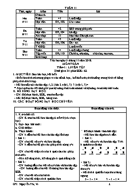 Giáo án Tổng hợp Lớp 1 - Tuần 11 đến 12 - Năm học 2018-2019 - Nguyễn Thị Vi