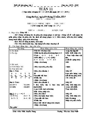 Giáo án Tổng hợp Lớp 1 - Tuần 11 - Năm học 2019-2020 - Trần Huyền Trang