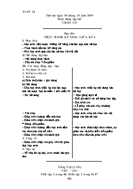 Giáo án Tổng hợp Lớp 1 - Tuần 11 - Năm học 2019-2020