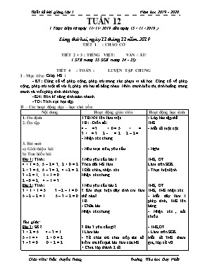 Giáo án Tổng hợp Lớp 1 - Tuần 12 - Năm học 2019-2020 - Trần Huyền Trang