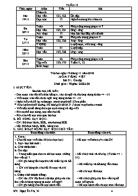 Giáo án Tổng hợp Lớp 1 - Tuần 13 đến 14 - Năm học 2018-2019 - Nguyễn Thị Vi