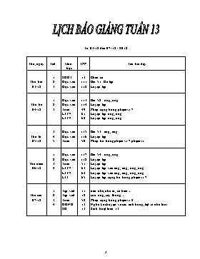 Giáo án Tổng hợp Lớp 1 - Tuần 13 - Năm học 2018-2019 (Bản 3 cột)