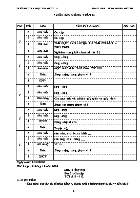 Giáo án Tổng hợp Lớp 1 - Tuần 13 - Năm học 2019-2020 - Trần Hồng Nương