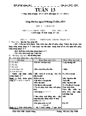 Giáo án Tổng hợp Lớp 1 - Tuần 13 - Năm học 2019-2020 - Trần Huyền Trang