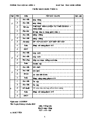 Giáo án Tổng hợp Lớp 1 - Tuần 14 - Năm học 2019-2020 - Trần Hồng Nương