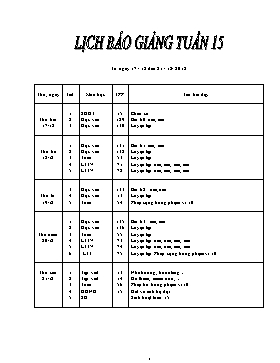 Giáo án Tổng hợp Lớp 1 - Tuần 15 - Năm học 2018-2019