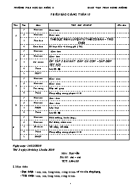 Giáo án Tổng hợp Lớp 1 - Tuần 15 - Năm học 2019-2020 - Trần Hồng Nương