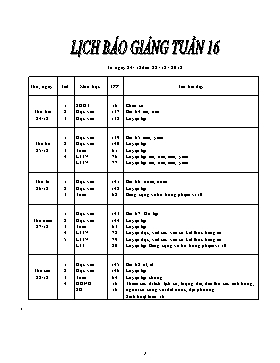 Giáo án Tổng hợp Lớp 1 - Tuần 16 - Năm học 2018-2019