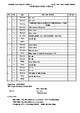 Giáo án Tổng hợp Lớp 1 - Tuần 16 - Năm học 2019-2020 - Trần Hồng Nương