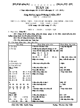 Giáo án Tổng hợp Lớp 1 - Tuần 16 - Năm học 2019-2020 - Trần Huyền Trang