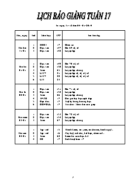 Giáo án Tổng hợp Lớp 1 - Tuần 17 - Năm học 2018-2020