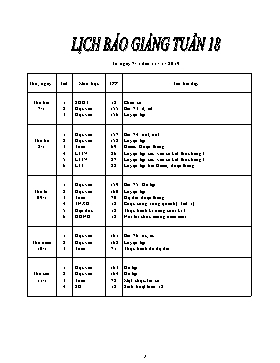 Giáo án Tổng hợp Lớp 1 - Tuần 18 - Năm học 2018-2019