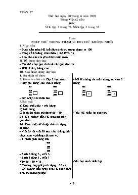 Giáo án Tổng hợp Lớp 1 - Tuần 27 - Năm học 2019-2020 (Bản 2 cột)