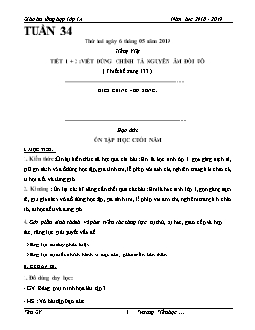Giáo án Tổng hợp Lớp 1 - Tuần 34 - Năm học 2018-2019