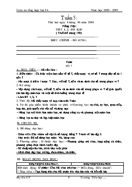 Giáo án Tổng hợp Lớp 1 - Tuần 5 - Năm học 2018-2019