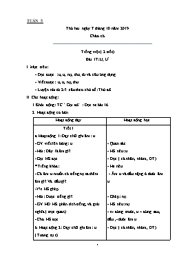 Giáo án Tổng hợp Lớp 1 - Tuần 5 - Năm học 2019-2020 (Bản 2 cột)