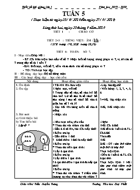 Giáo án Tổng hợp Lớp 1 - Tuần 5- Năm học 2019-2020 - Trần Huyền Trang