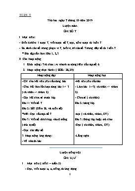 Giáo án Tổng hợp Lớp 1 - Tuần 5 - Năm học 2019-2020