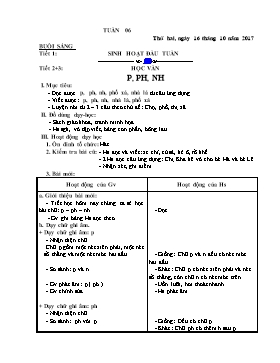 Giáo án Tổng hợp Lớp 1 - Tuần 6 - Năm học 2017-2018 (Năm học 2017-2018)