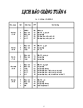 Giáo án Tổng hợp Lớp 1 - Tuần 6 - Năm học 2018-2020