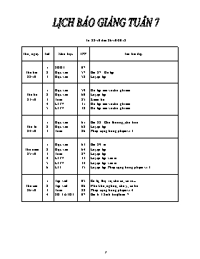 Giáo án Tổng hợp Lớp 1 - Tuần 7 - Năm học 2018-2019 (Bản 2 cột)