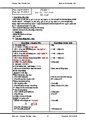 Giáo án Tổng hợp Lớp 1 - Tuần 7 - Năm học 2019-2020 - Nguyễn Thị Bích Hiền