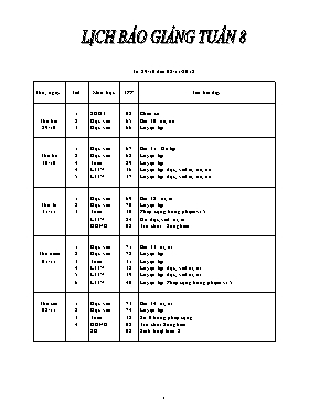 Giáo án Tổng hợp Lớp 1 - Tuần 8 - Năm học 2018-2020 (Bản 2 cột)