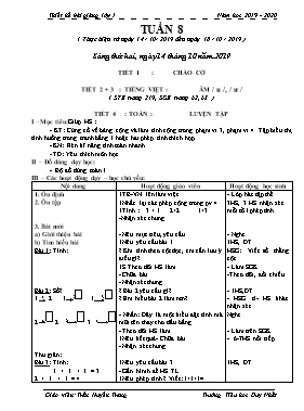 Giáo án Tổng hợp Lớp 1 - Tuần 8 - Năm học 2019-2020 - Trần Huyền Trang